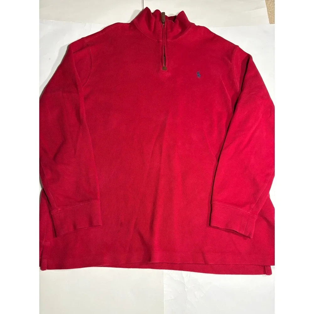Polo Ralph Lauren Quarter Zip Sweater XXL Red Pony Logo Cotton Pullover Men
